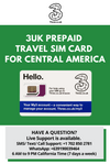 Central America Travel SIM Card by 3UK (Costa Rica, El Salvador, Guatemala, Nicaragua and Panama) with 12GB Data only for 30 Days