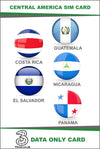 Central America Prepaid Travel SIM Card by 3UK (Costa Rica, El Salvador, Guatemala, Nicaragua and Panama) with 12GB Data