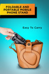 Foldable and adjustable cellphone stand for desk with anti-slip design. Compatible with phones, iPad and Tablets.