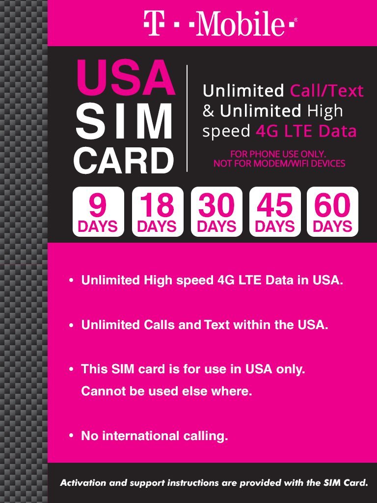 T Mobile Usa Prepaid In Deutschland Kaufen T-Mobile USA Prepaid Travel SIM Card 45 Days Unlimited Call,Text,Data
