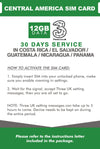 Central America Prepaid Travel SIM Card by 3UK (Costa Rica, El Salvador, Guatemala, Nicaragua and Panama) with 12GB Data