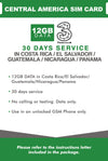 Central America Prepaid Travel SIM Card by 3UK (Costa Rica, El Salvador, Guatemala, Nicaragua and Panama) with 12GB Data