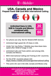 T-mobile Brand USA, Canada, Mexico Prepaid Travel SIM Card Unlimited Call/Text and Unlimited High Speed 4G LTE Data in USA and up to 5GB Data in Canada and Mexico Combined with International Long Distance for 30 days - BigTravelStore