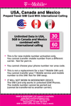 T-mobile Brand USA, Canada, Mexico Prepaid Travel SIM Card Unlimited Call/Text and Unlimited High Speed 4G LTE Data in USA and up to 5GB Data in Canada and Mexico Combined with International Long Distance for 30 days - BigTravelStore