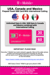 T-mobile Brand USA, Canada, Mexico Prepaid Travel SIM Card Unlimited Call/Text and Unlimited High Speed 4G LTE Data in USA and up to 5GB Data in Canada and Mexico Combined with International Long Distance for 30 days - BigTravelStore