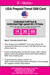 T-Mobile Brand USA Prepaid Travel SIM Card Unlimited Call, Text and 4G LTE Data (for use in USA only) (for Phone use only. NOT for Modem/WiFi Devices) (30 Days) - BigTravelStore