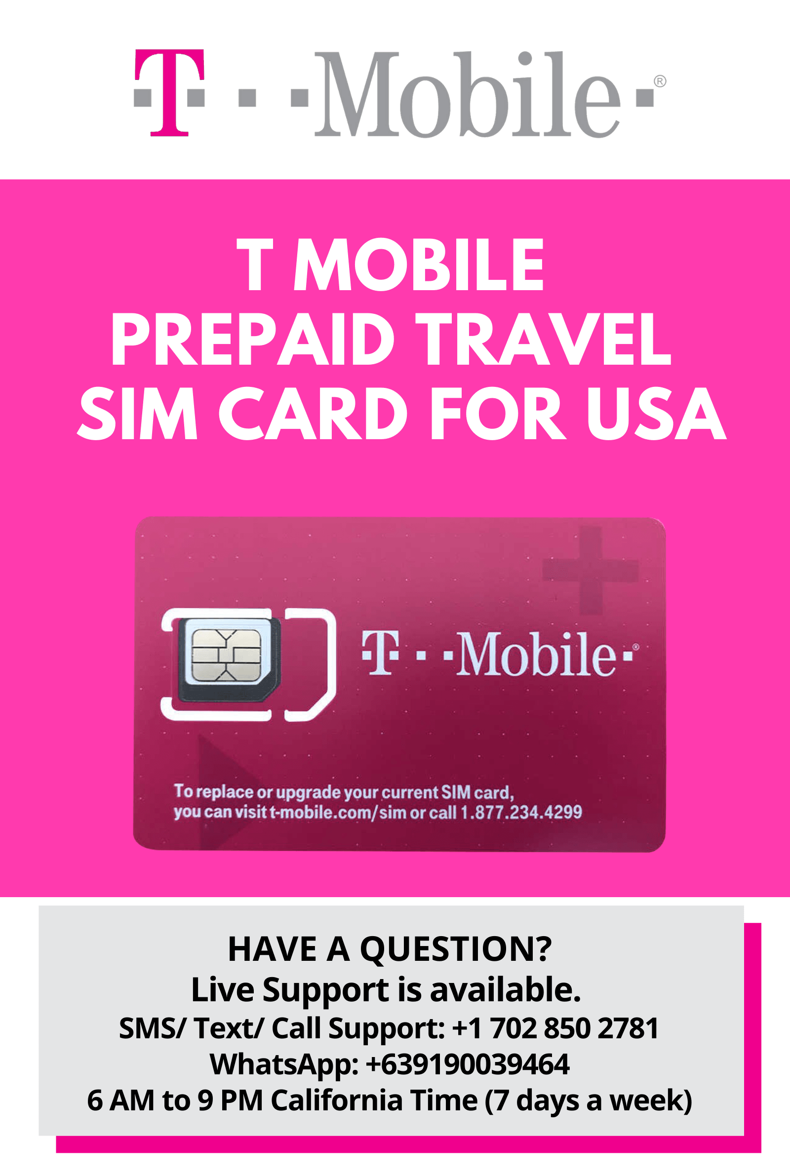 T-Mobile USA Prepaid Travel SIM Card 9 Days Unlimited Call, Text, Data –  BigTravelStore