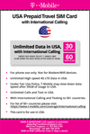 T-Mobile Brand USA Prepaid Travel SIM Card Unlimited Call, Text and 4G LTE Data (for use in USA only) With International Long Distance calling. (for Phone use only. NOT for Modem/WiFi Devices) (60 Days) - BigTravelStore