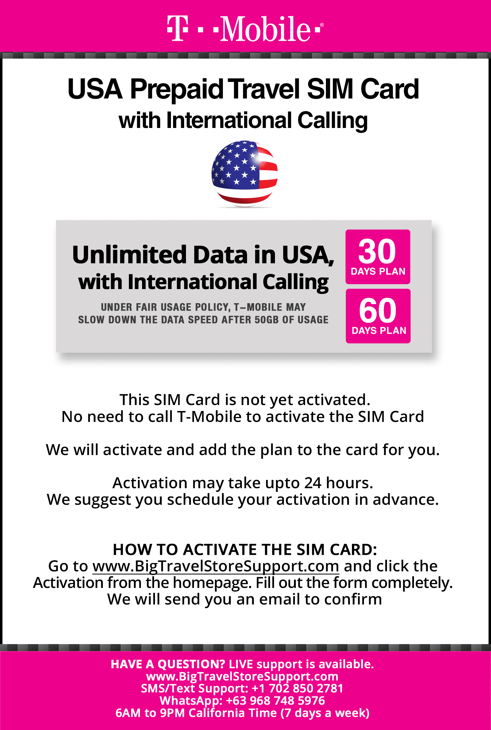 Tarjeta SIM local T-Mobile USA para viajes a los Estados Unidos