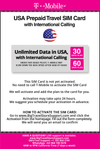 T-Mobile Brand USA Prepaid Travel SIM Card Unlimited Call, Text and 4G LTE Data (for use in USA only) With International Long Distance calling. (for Phone use only. NOT for Modem/WiFi Devices) (60 Days) - BigTravelStore