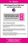 T-Mobile Brand USA Prepaid Travel SIM Card Unlimited Call, Text and 4G LTE Data (for use in USA only) With International Long Distance calling. (for Phone use only. NOT for Modem/WiFi Devices) (60 Days) - BigTravelStore